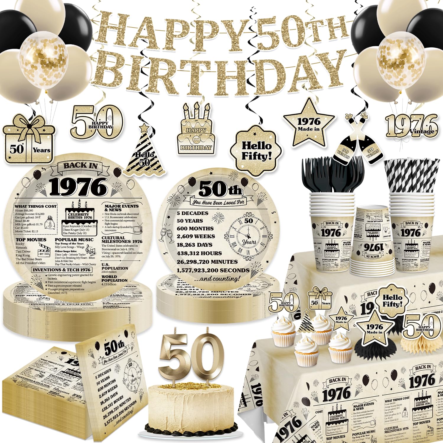 Yingoto 1976 banner for milestone celebration with easy setup