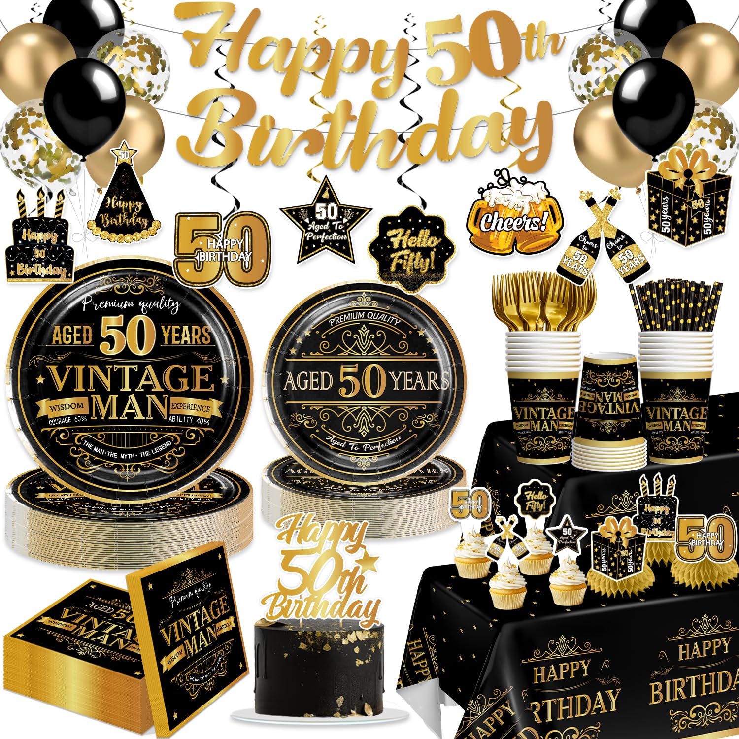 Yingoto 50th birthday tableware plates for stylish, easy party dining