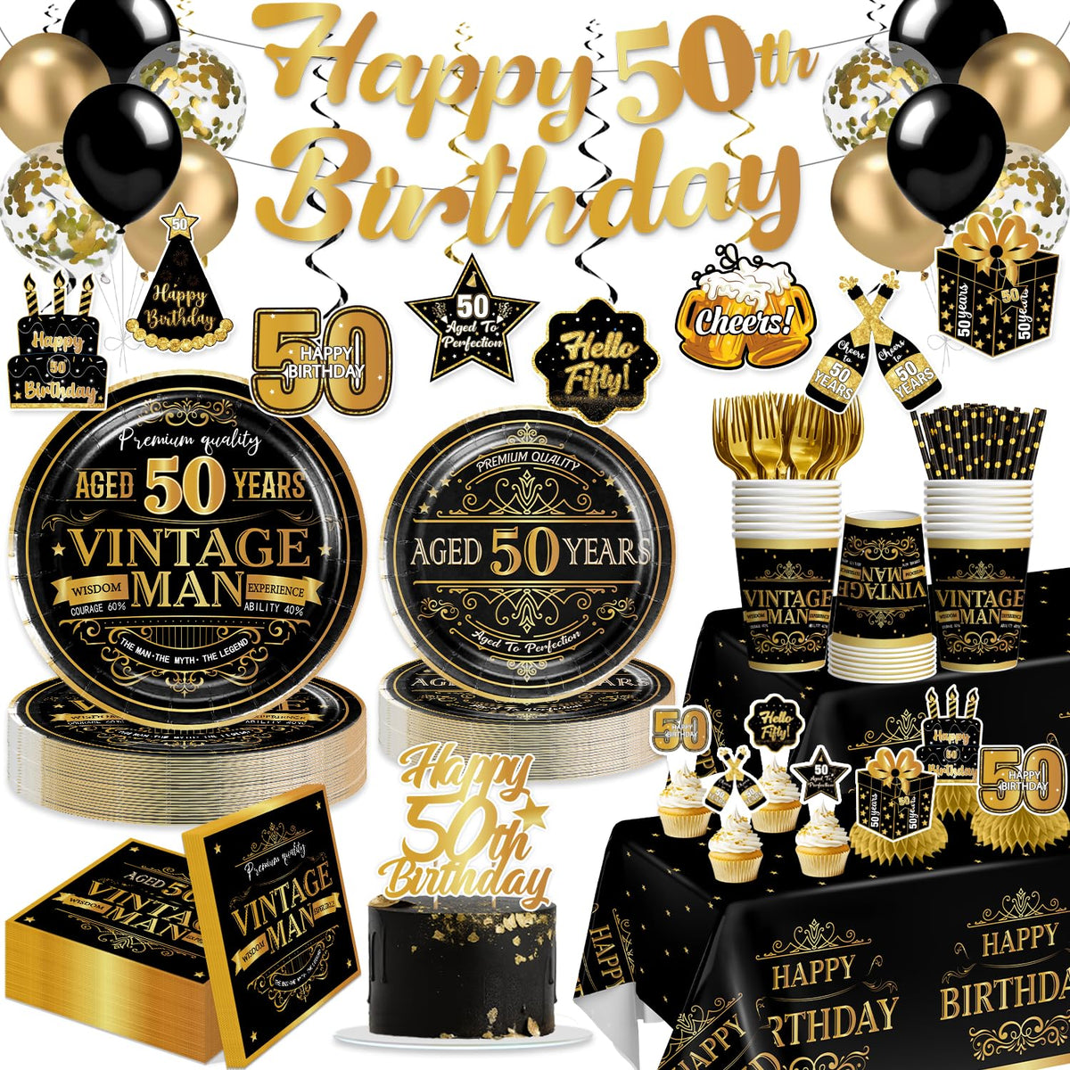 Yingoto 50th birthday tableware plates for stylish, easy party dining