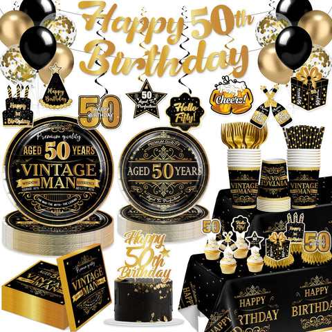 Yingoto 50th birthday tableware plates for stylish, easy party dining