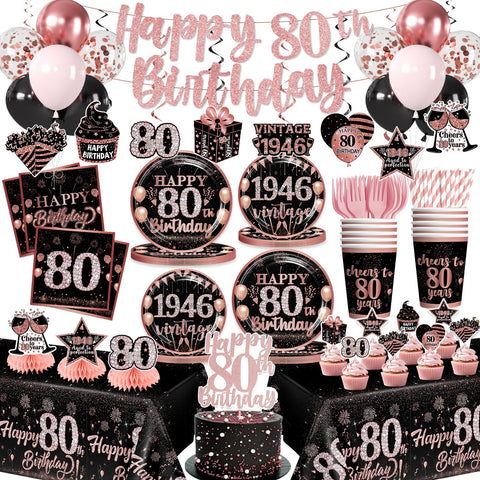 Yingoto 80th birthday banner glittery—adds a festive backdrop for photos.