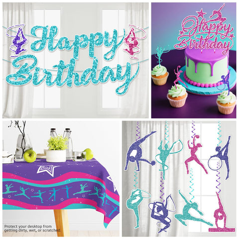 Yingoto gymnastics balloons boost color coordination for the party theme.