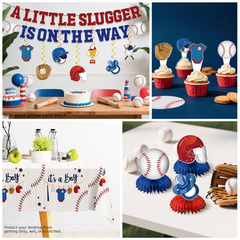 Yingoto baseball tablecloth protects surfaces and ties the theme together