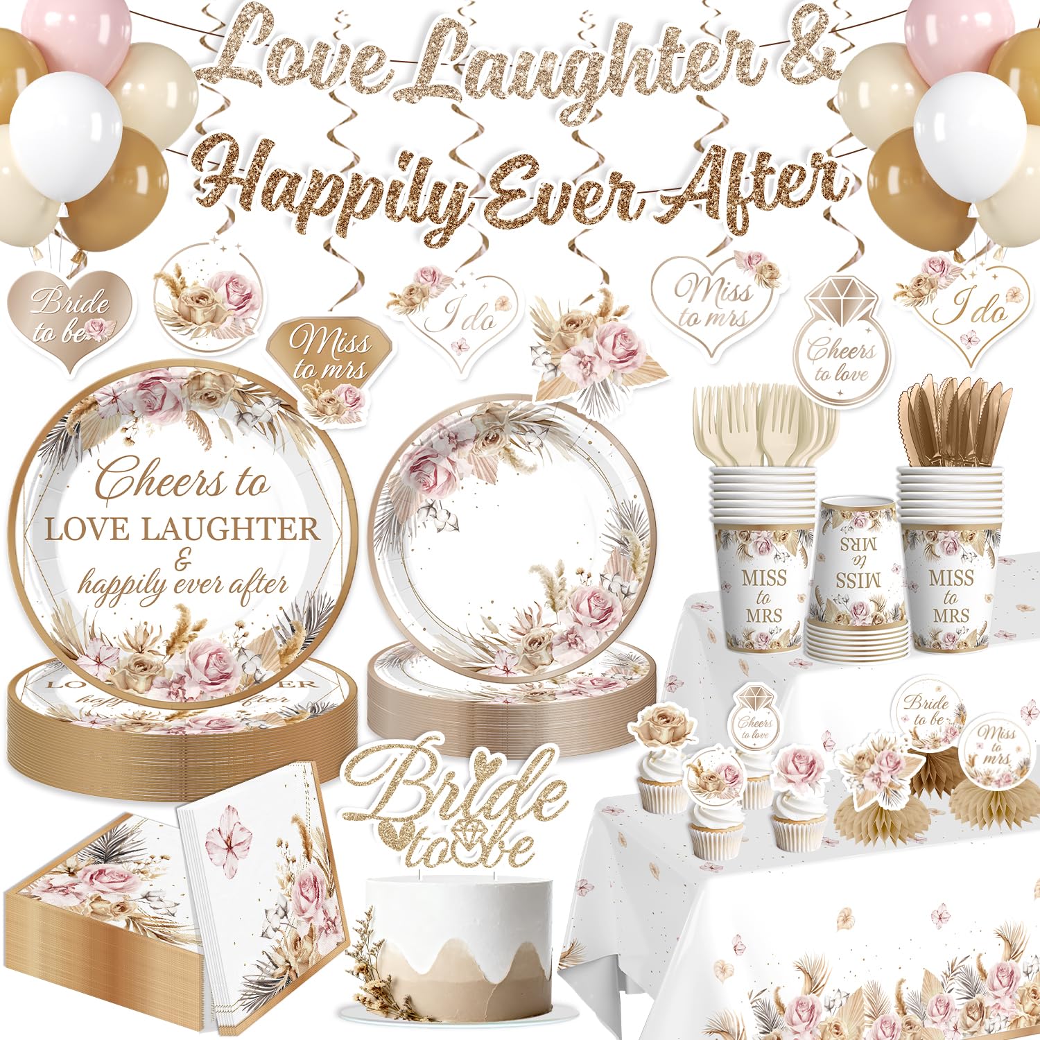 Yingoto Love Laughter banner creates a photo-worthy bridal shower backdrop