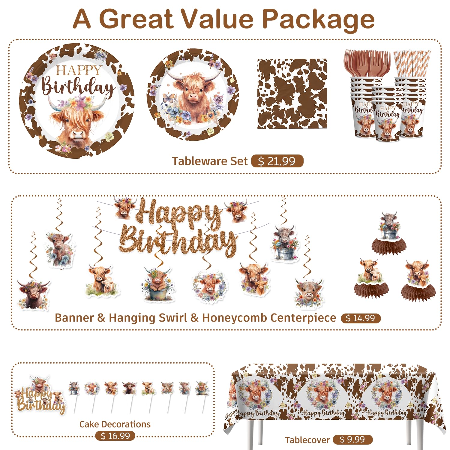 Yingoto cow plates and napkins support sturdy party dining