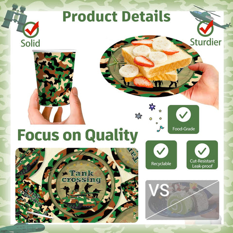 Yingoto camo plates (9 inch) offer reliable serving options for larger portions.