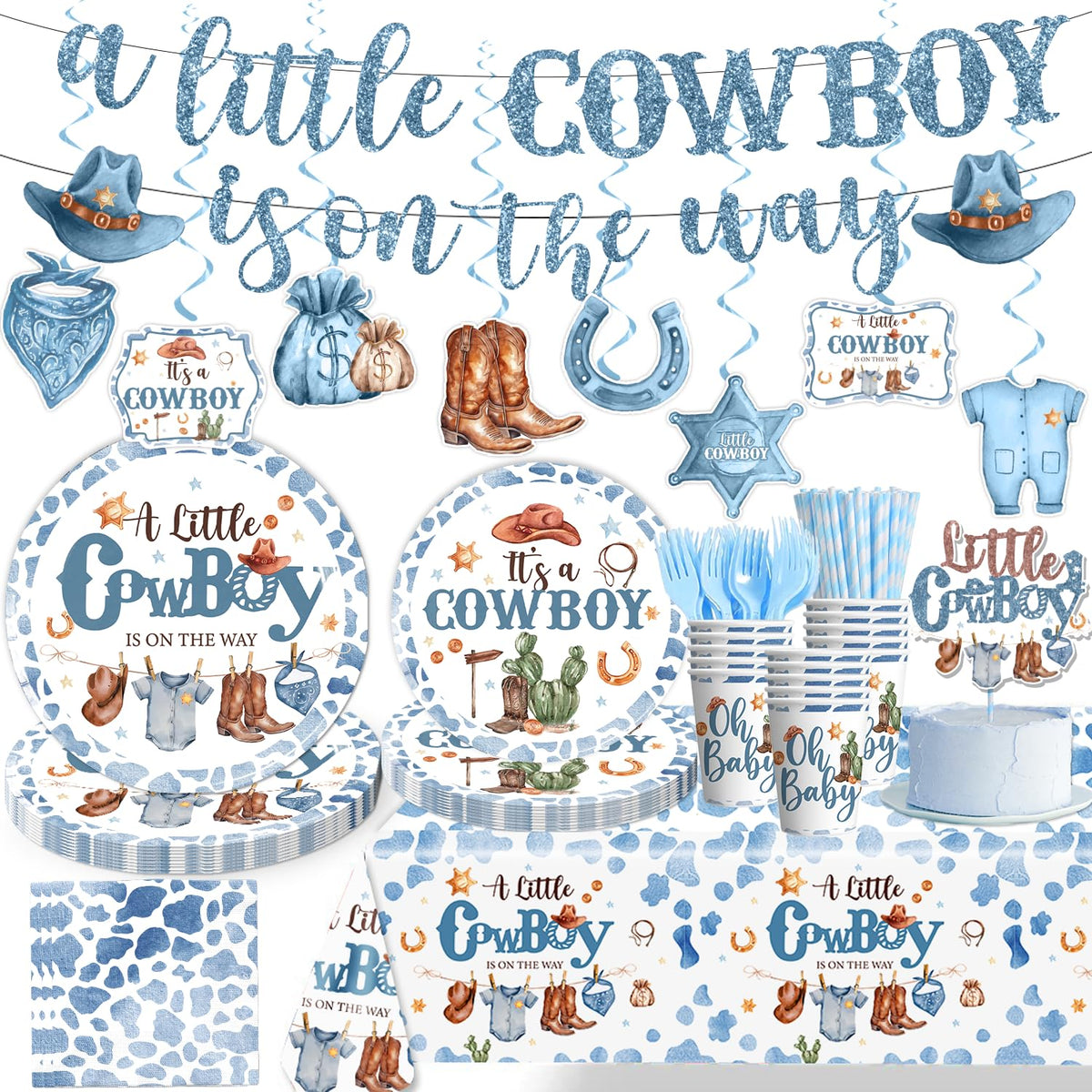 Yingoto cowboy baby banner brightens western shower backdrop for photos