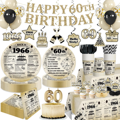 Yingoto Happy 60th banner for instant vintage party setup