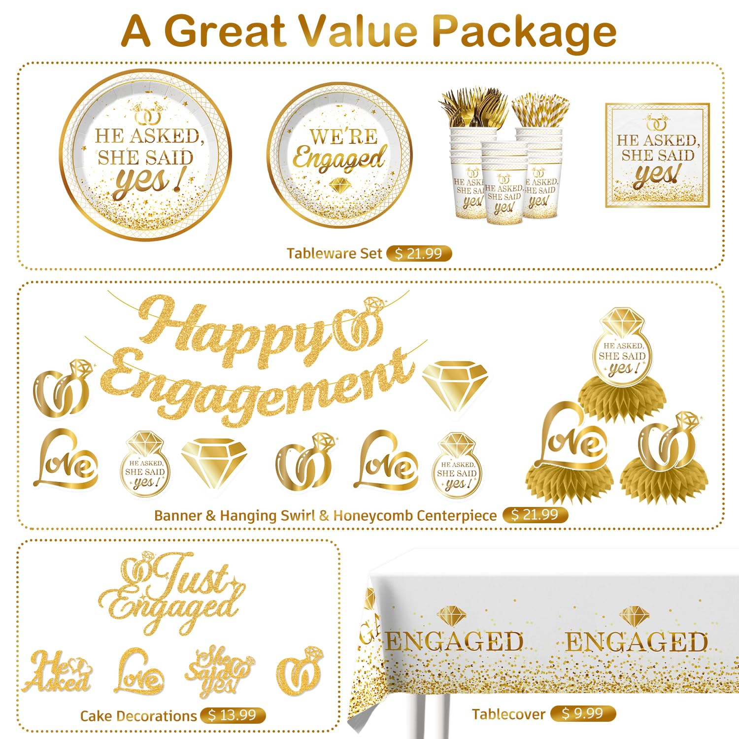 Yingoto just engaged cake topper marks the moment with elegance