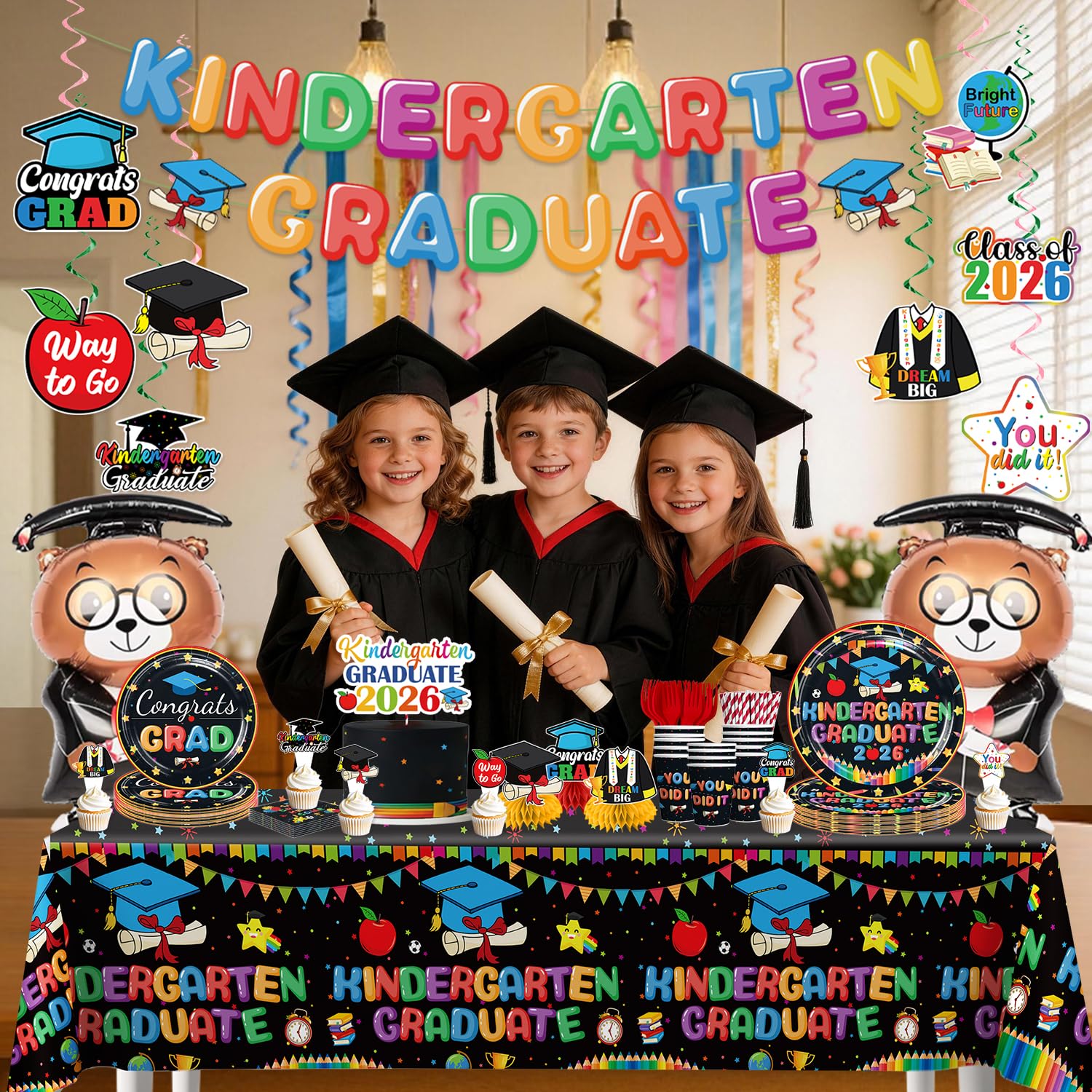 Yingoto cake topper and cupcake toppers elevate the graduation treats.