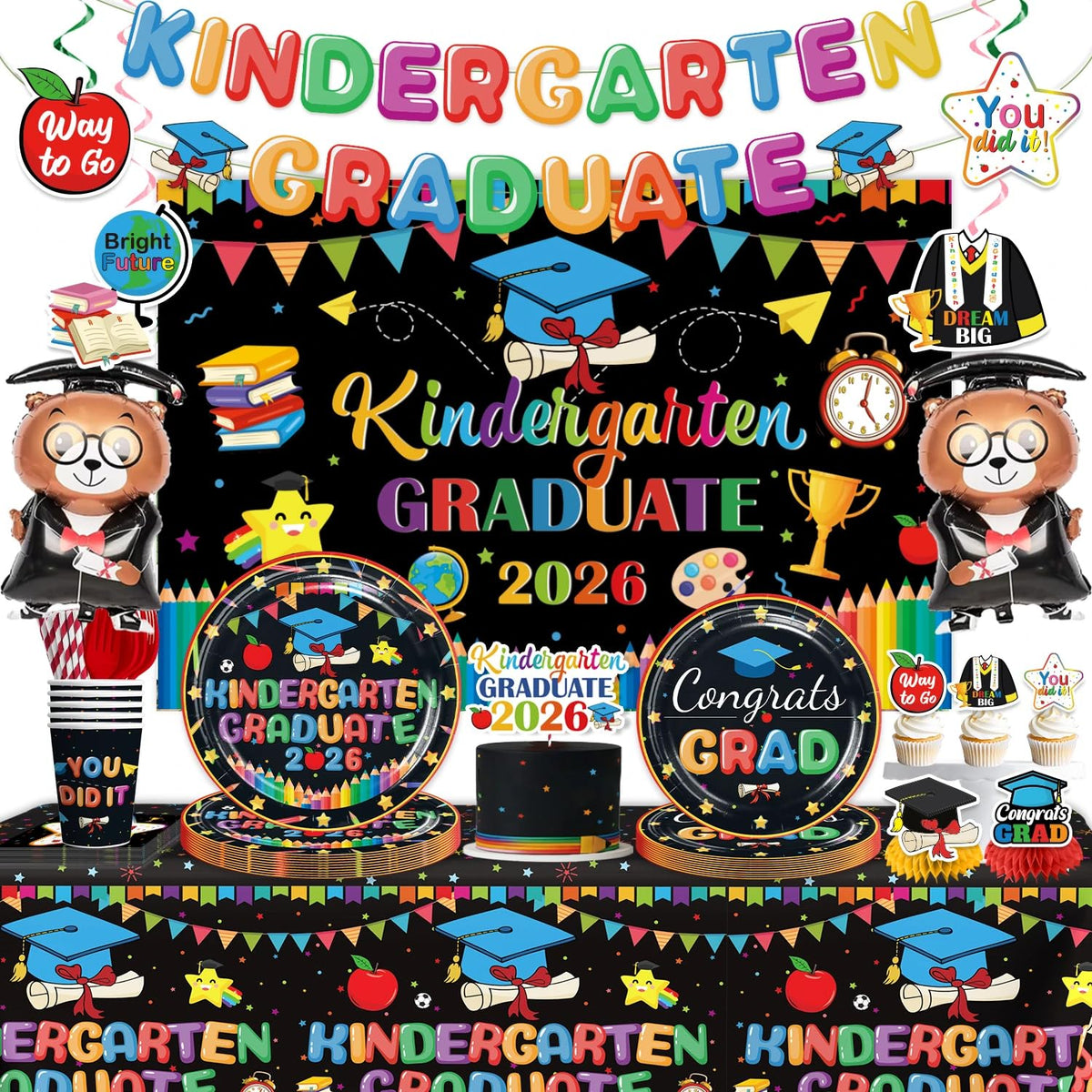 Yingoto Kindergarten Graduation banner for festive photos and stage decor.