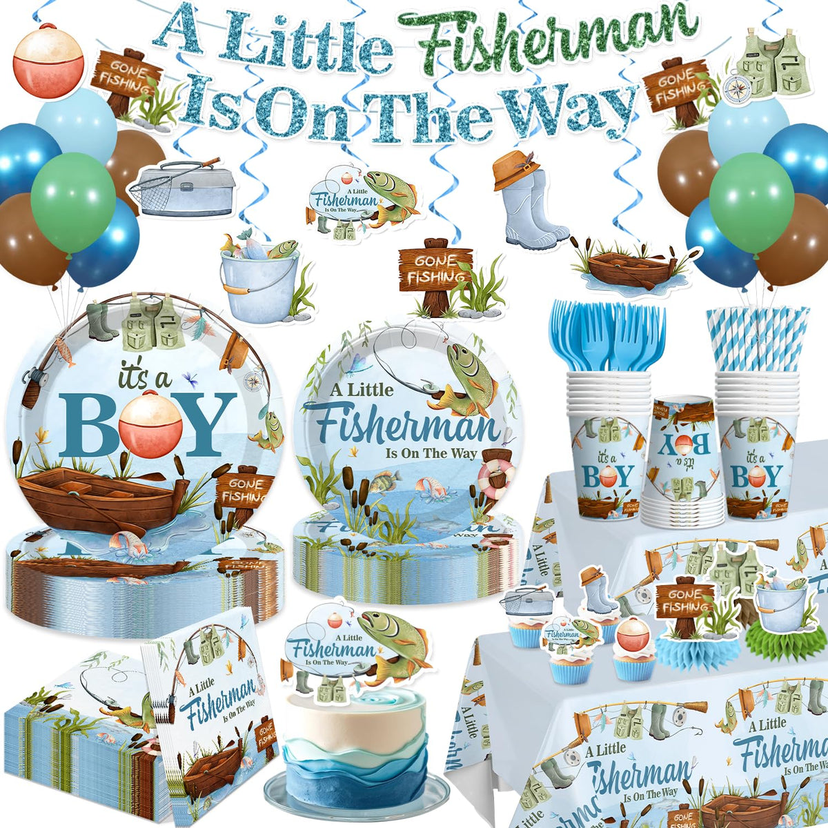 Yingoto banner featuring a little fisherman is on the way for a charming party backdrop