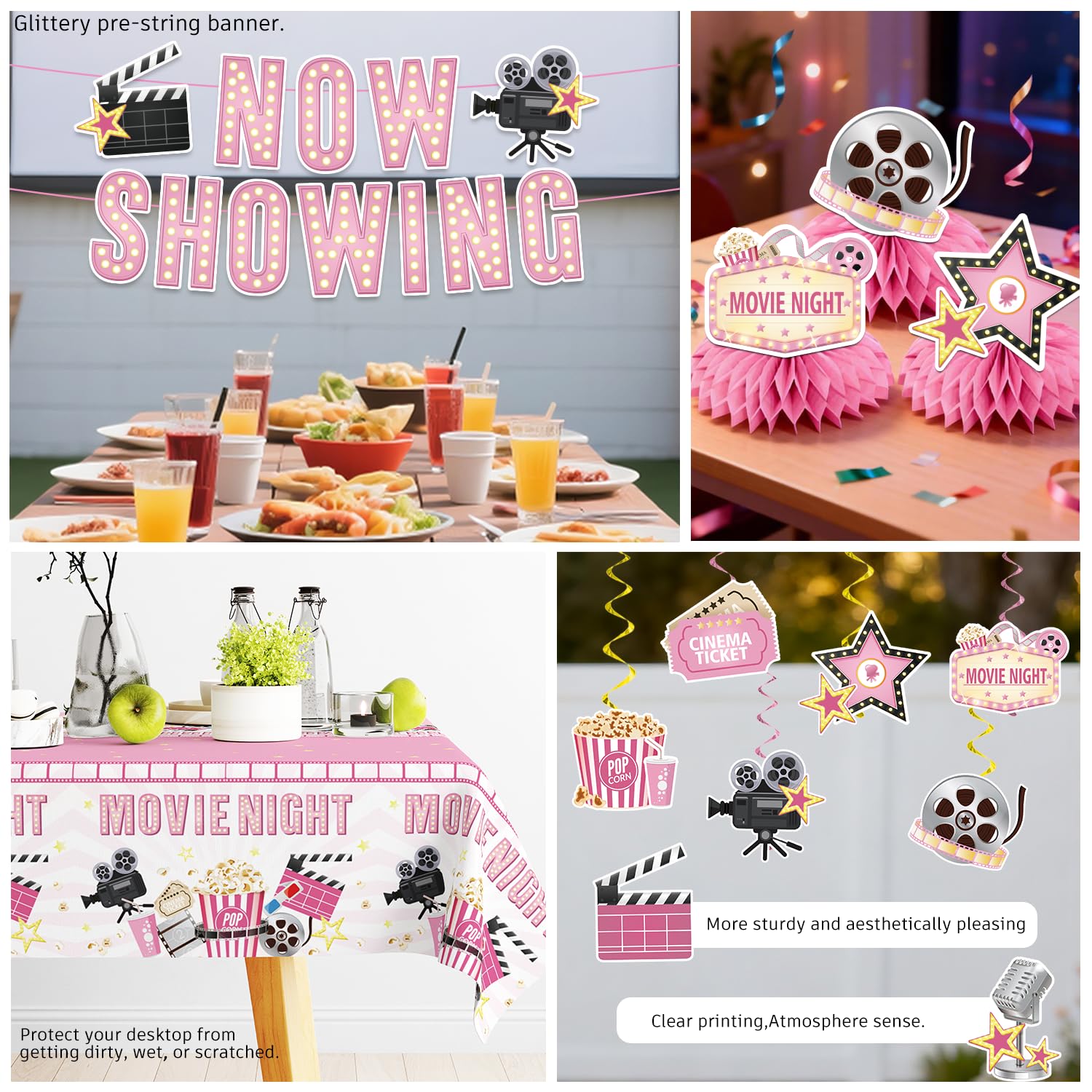Yingoto pink movie night balloons add color and festive atmosphere