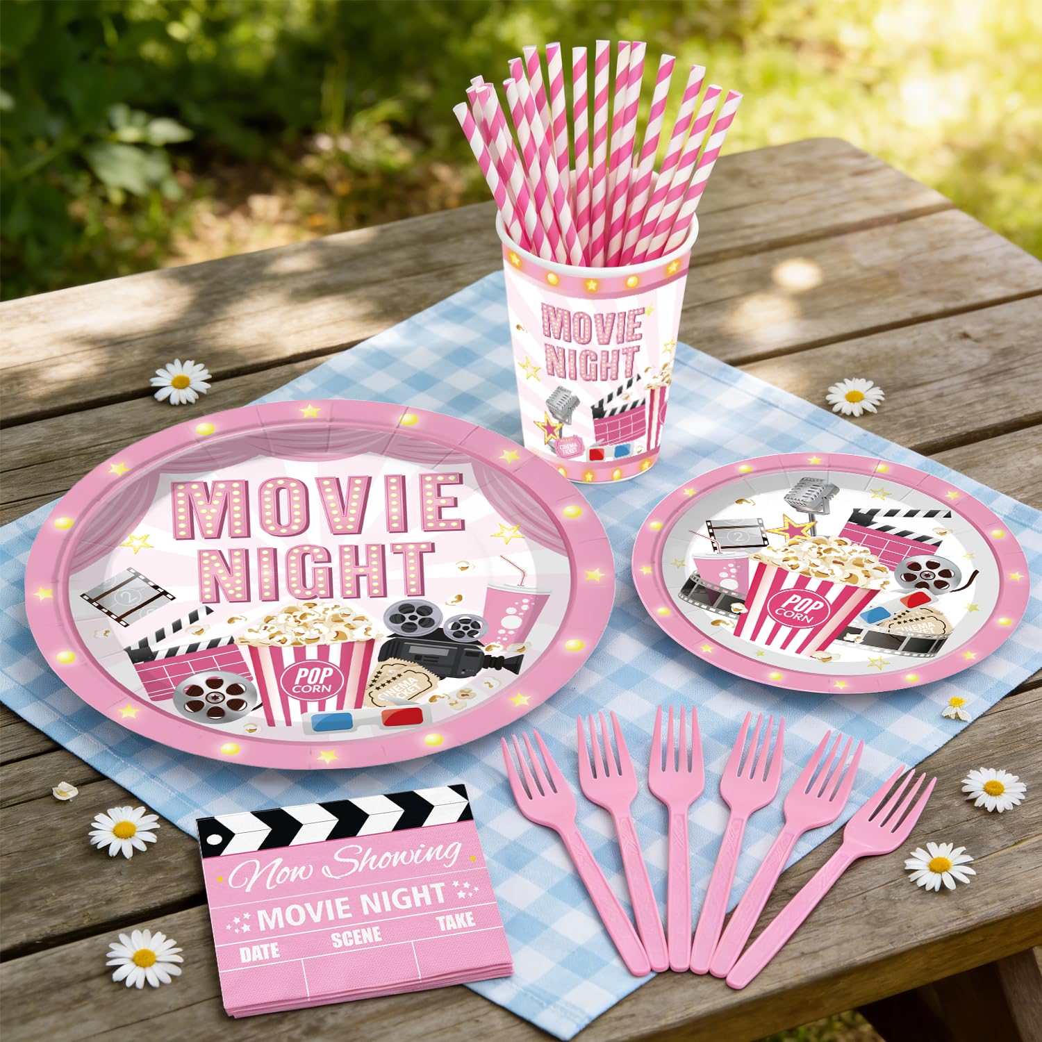 Yingoto pink movie night centerpieces elevate the table decor