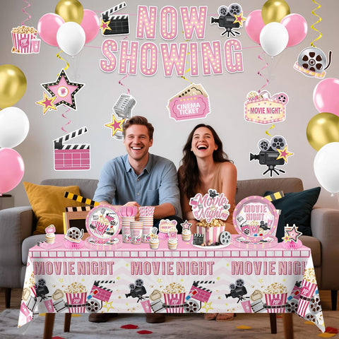 Yingoto pink movie night cupcake toppers spark themed treats
