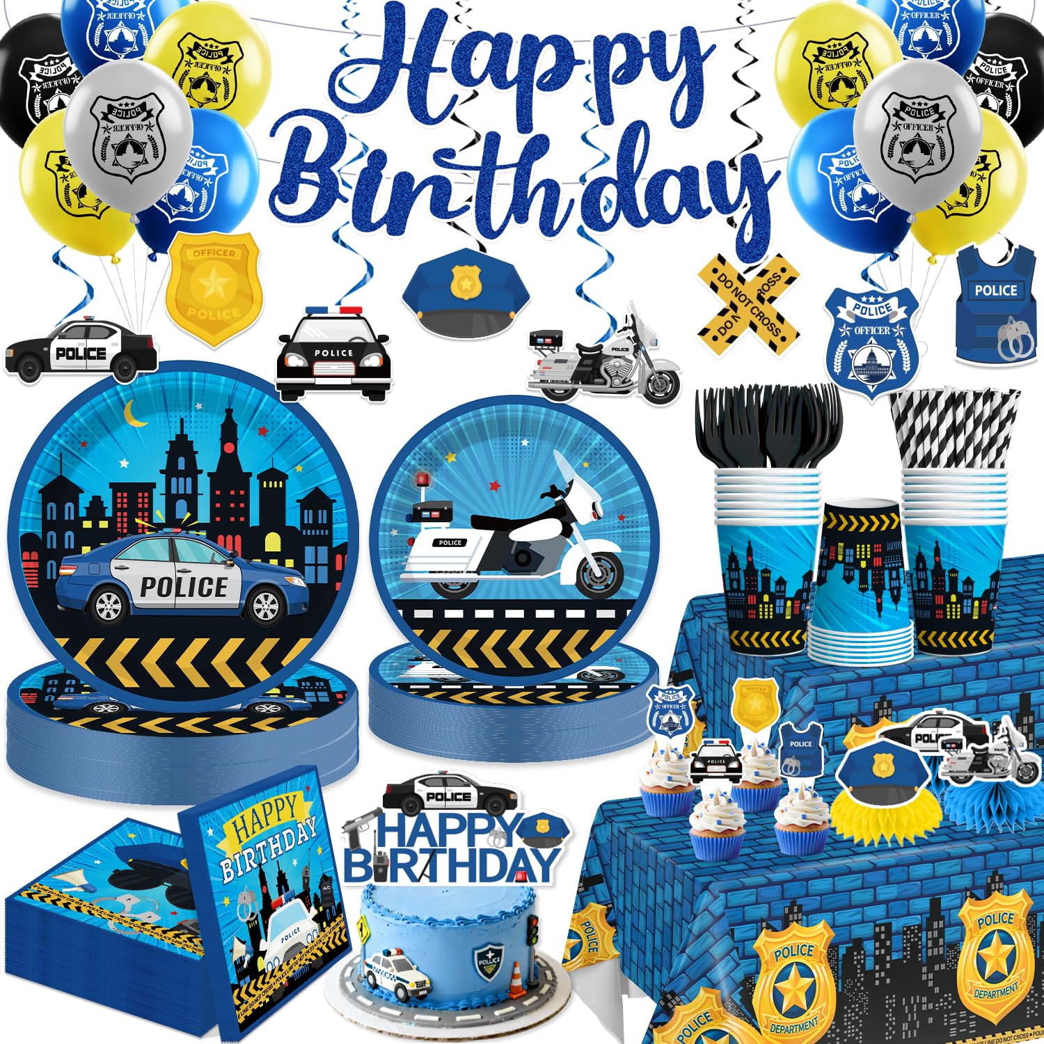 Yingoto police banner glitter birthday for a festive party atmosphere