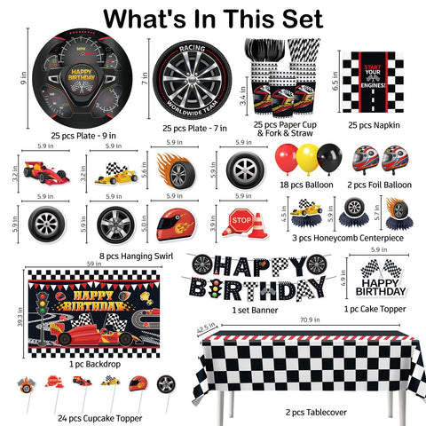 Yingoto race car balloons brighten the venue with festive energy.