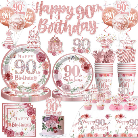 Yingoto rose gold 90th banner hangs elegantly, creating an instant focal point for a milestone.