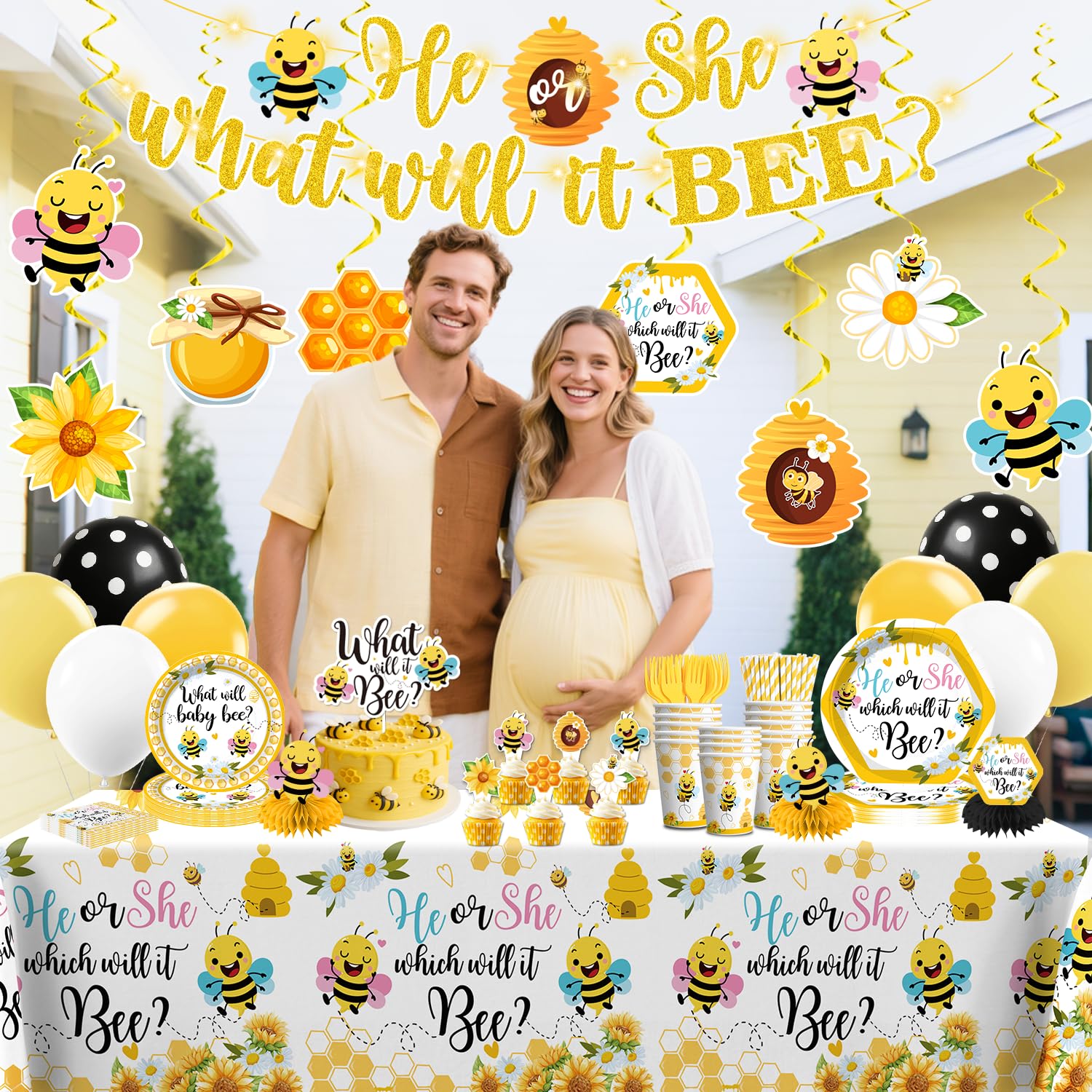 Yingoto What Will Baby Bee cake topper marks the reveal moment