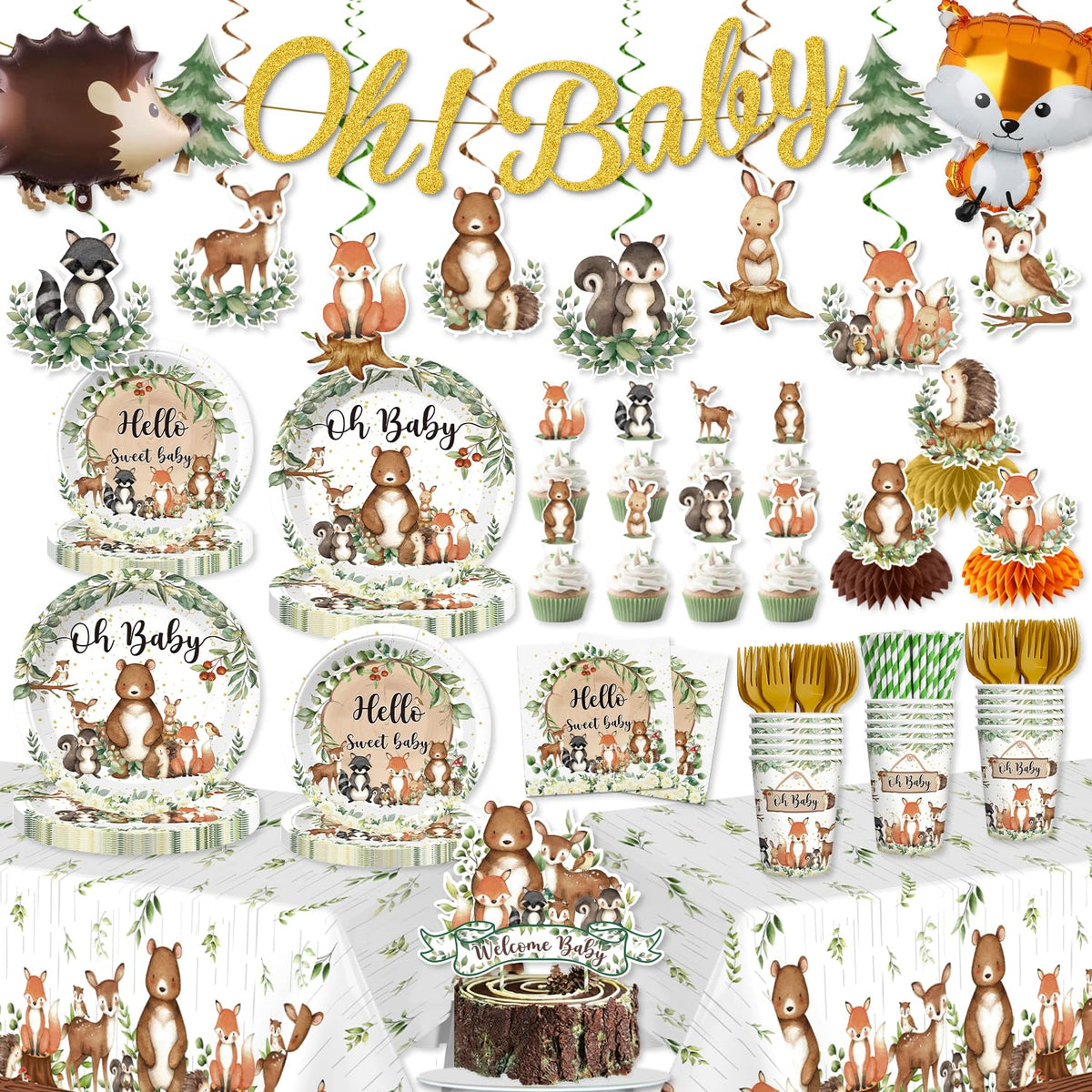 Yingoto woodland banner with cheerful forest animals to welcome guests