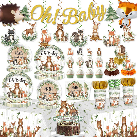 Yingoto woodland banner with cheerful forest animals to welcome guests