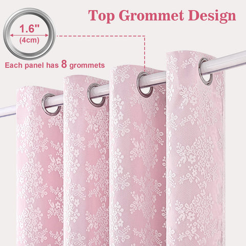 Yinhua pink curtains measure 52 by 84 inches per panel for broad coverage.