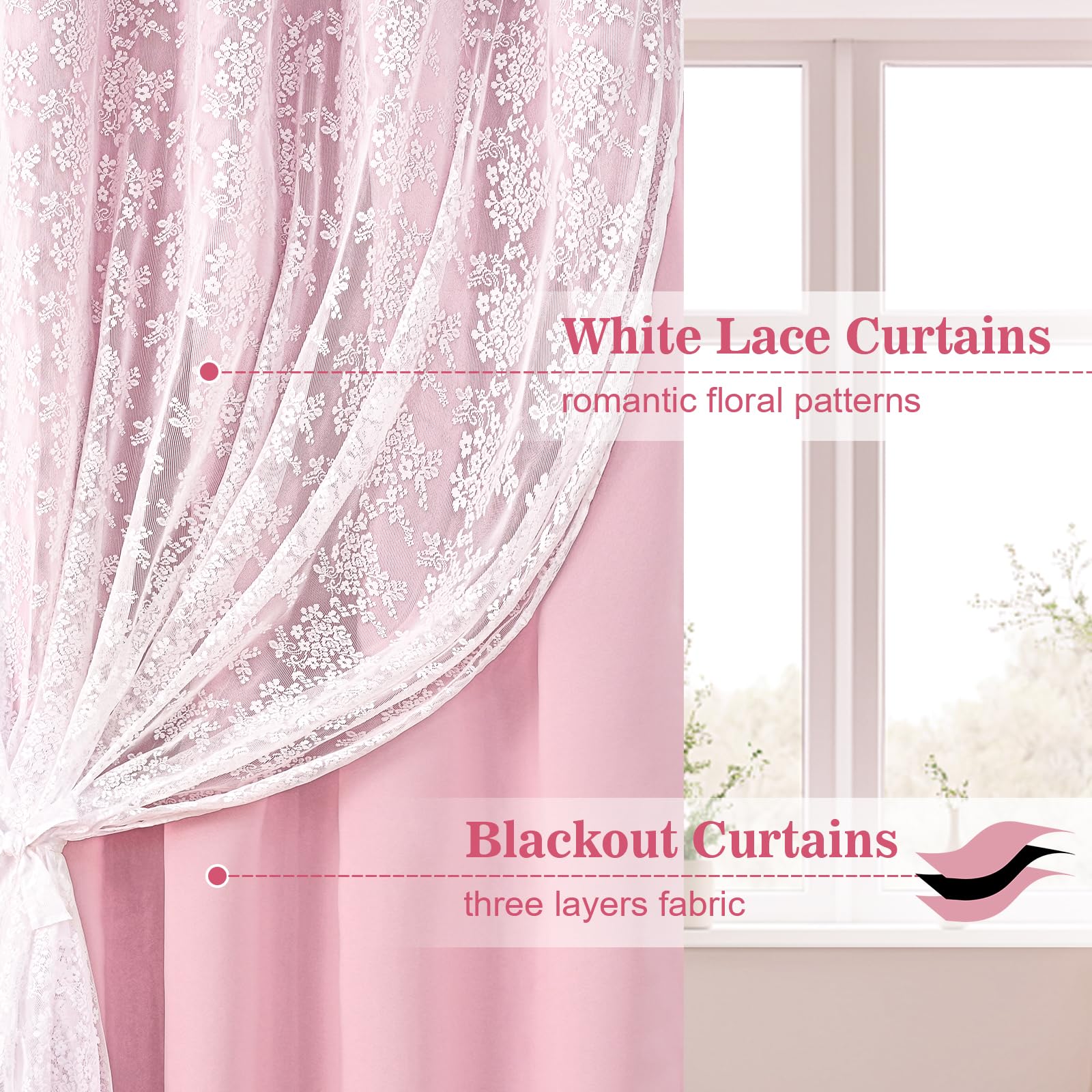 Yinhua pink blackout layer blocks light for restful sleep and privacy.