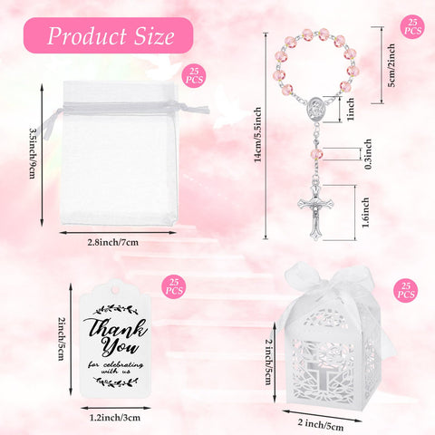 Yinkin pink organza bag with drawstring for baptism favors