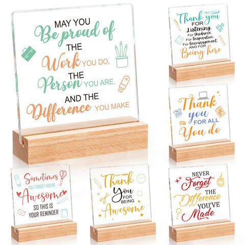 Yinkin admin desk sign with wooden stand boosts motivation at work.