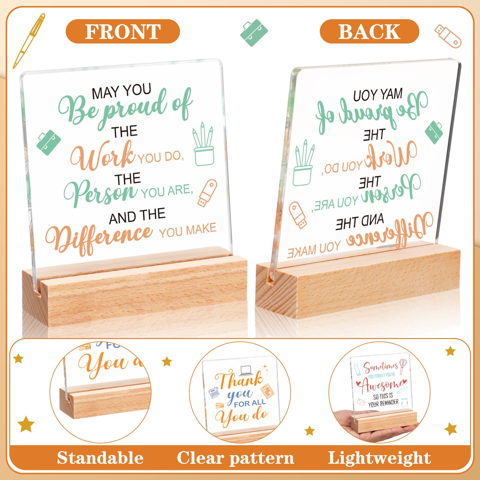 Yinkin thank-you sign on acrylic with cork backing for durable display.