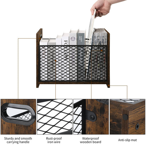 Large farmhouse-style YINMIT basket storing magazines and letters neatly.