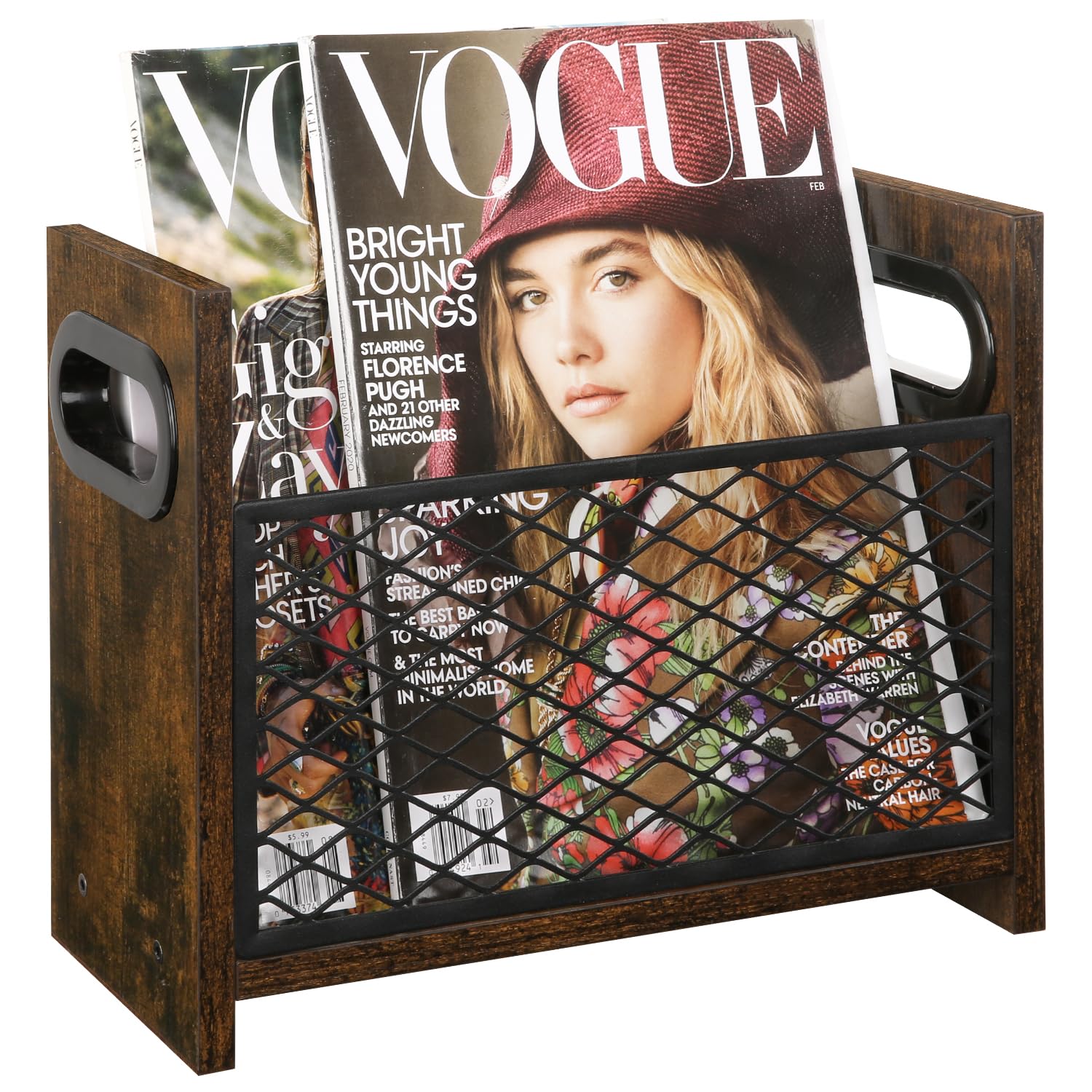 YINMIT magazine holder on a desk keeps magazines organized and within reach.