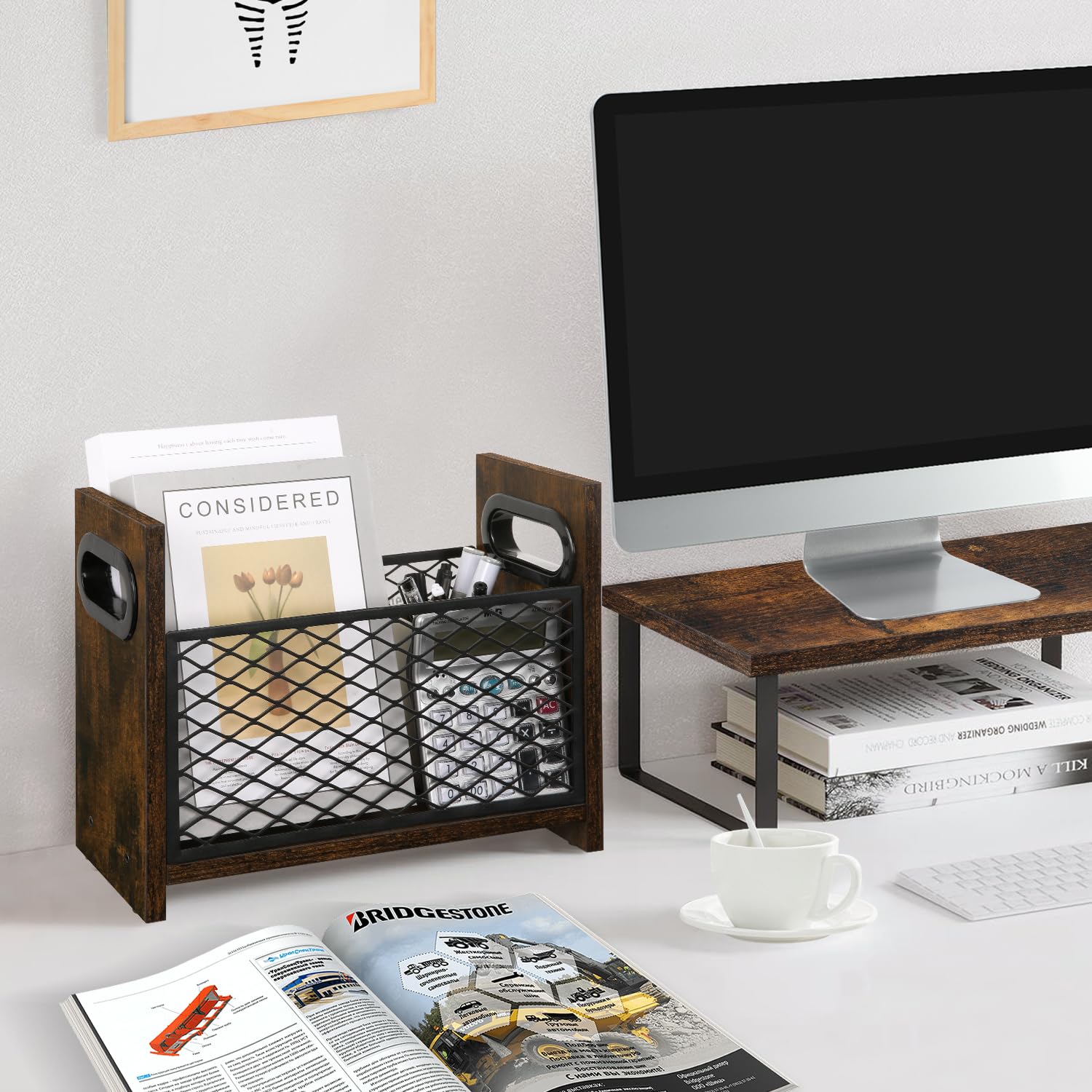 YINMIT floor-standing magazine rack helps reduce clutter and protects floors with a non-slip base.