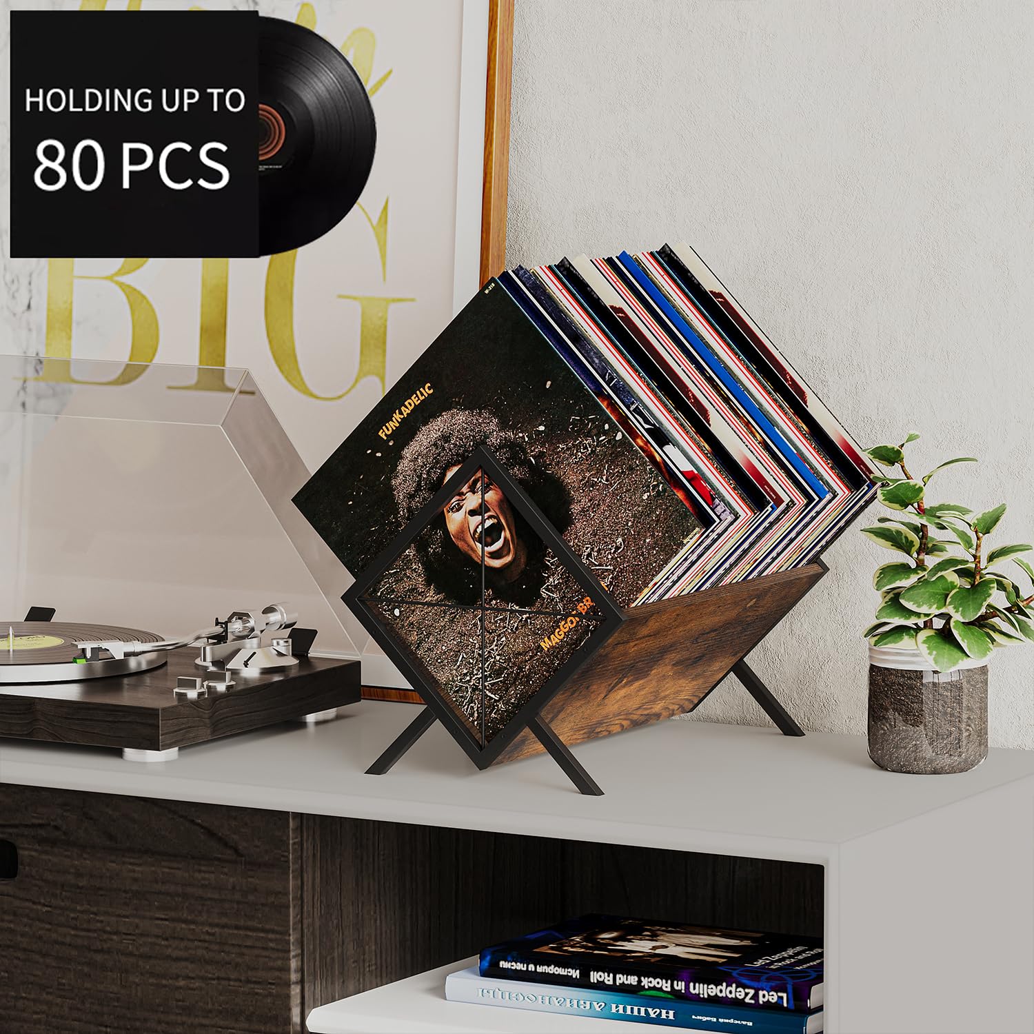 YINMIT vinyl record display with quick assembly for a clutter-free setup