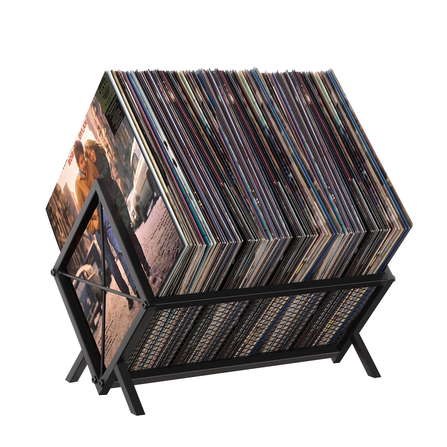 YINMIT vinyl storage rack with cross-wire design keeps LPs secure