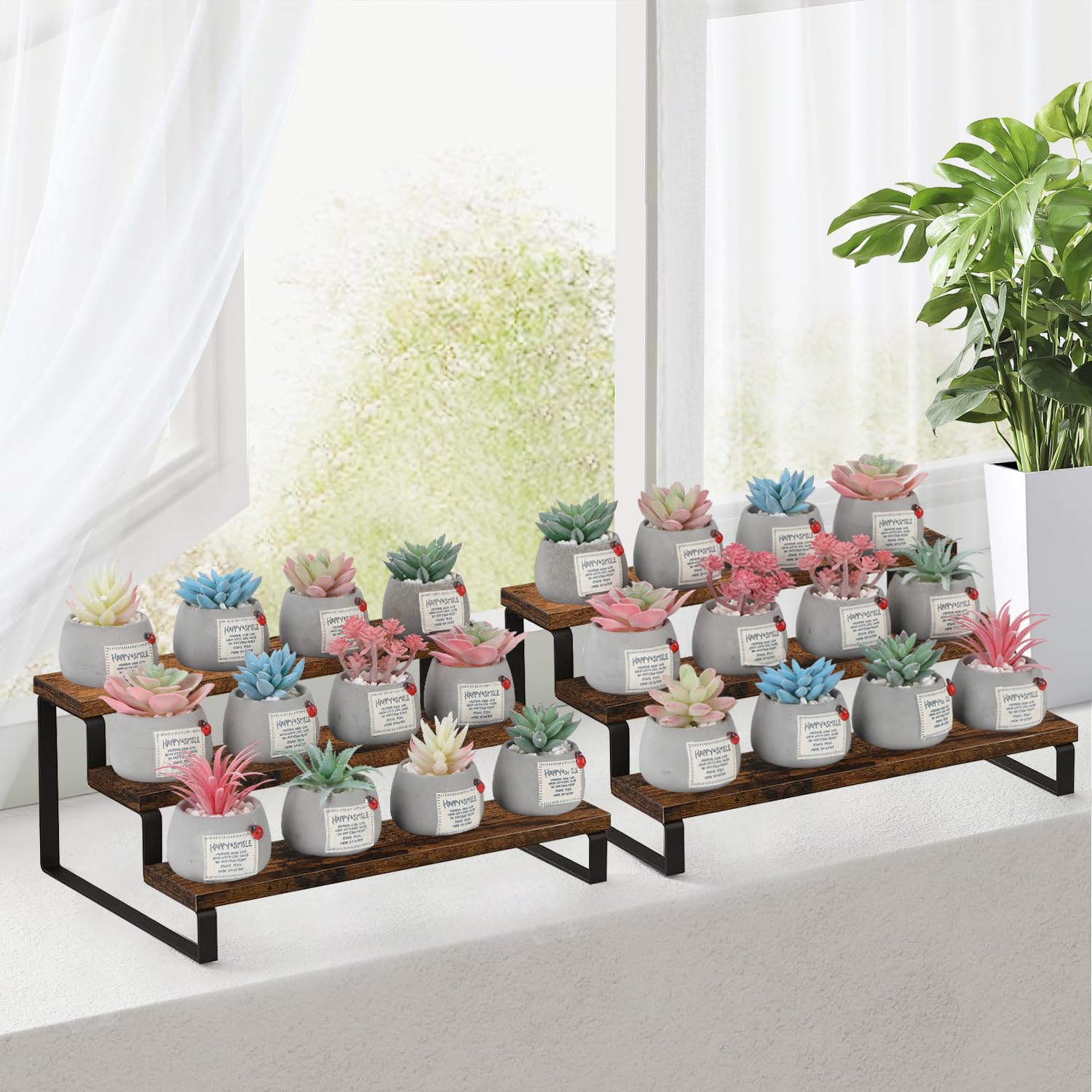 YINMIT 3-tier wooden rack on dresser for cosmetics organization