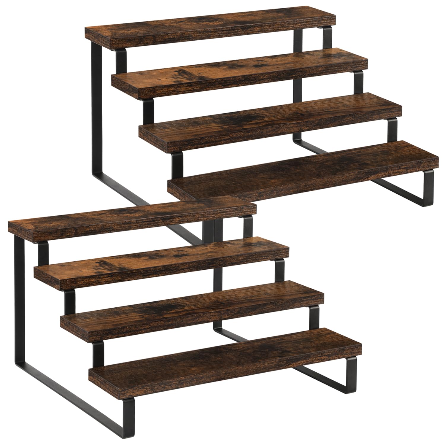 YINMIT wooden display riser 4-tier front view for organized cosmetics