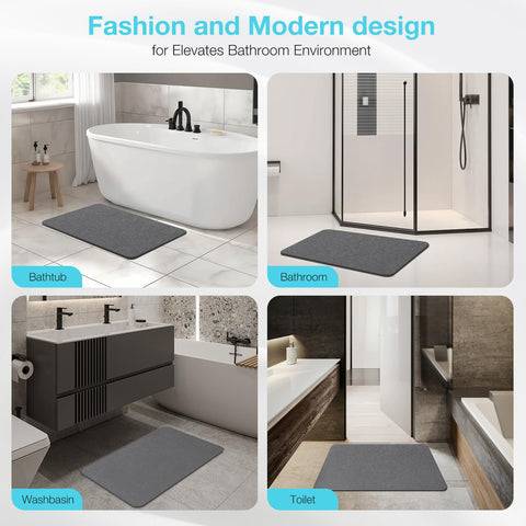 Yinoos mat measures 23.6 by 15.4 inches for large bathrooms.