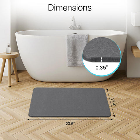 Yinoos diatomite bath mat features a non-slip surface for safer stepping.
