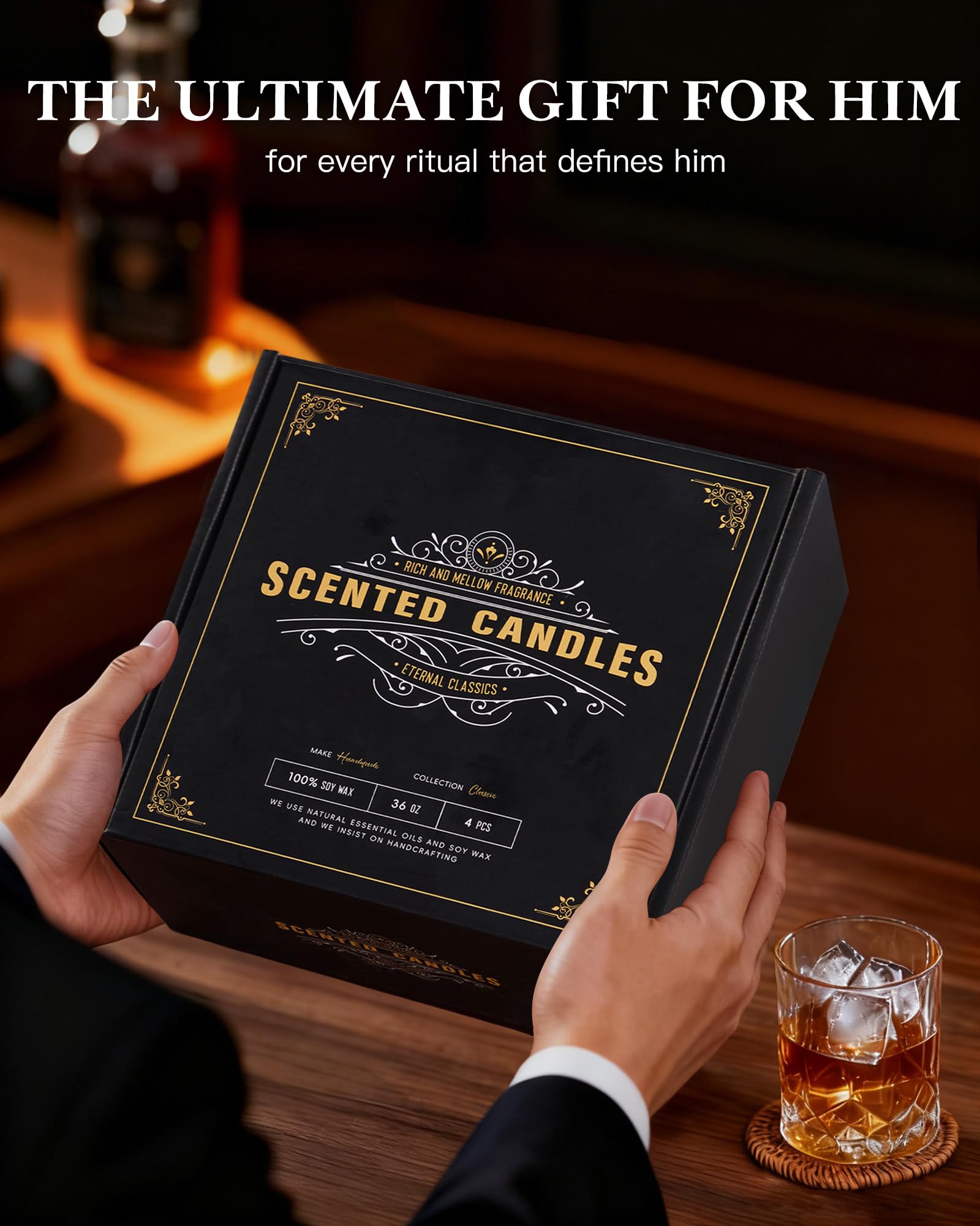 Yinuo Candle luxury office scene with candle glow
