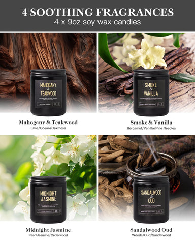 Yinuo Candle mahogany teakwood jar highlighting masculine scent