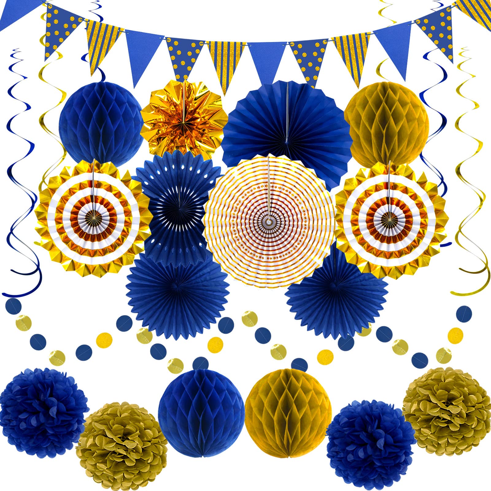 YIOTJUNL blue gold triangle banner adds festive flair to graduation celebrations