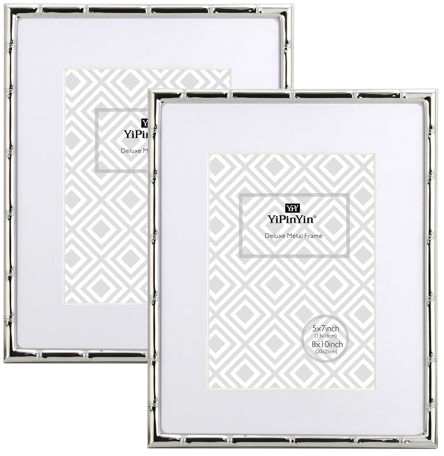 YiPinYin bamboo detail frame 8x10 in silver finish for desktop display.
