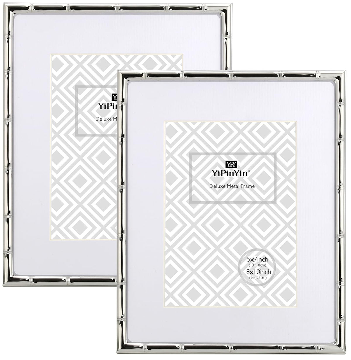 YiPinYin bamboo detail frame 8x10 in silver finish for desktop display.