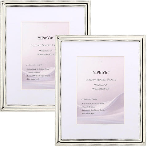 YiPinYin classy-silver-frame-8x10-front-view showcases timeless elegance for photos.
