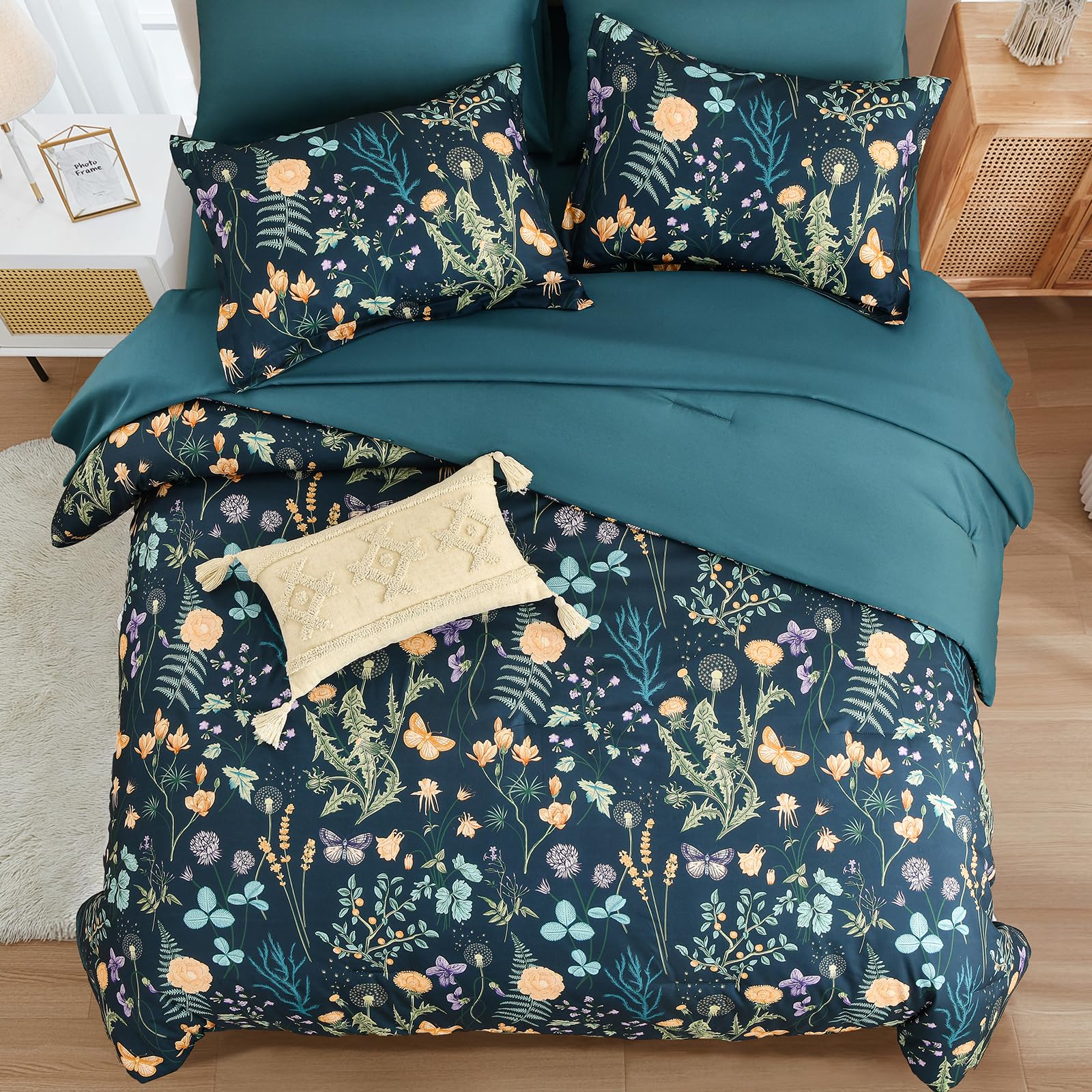 Yiran queen bed-in-a-bag includes essential sheets for a full bedding update.