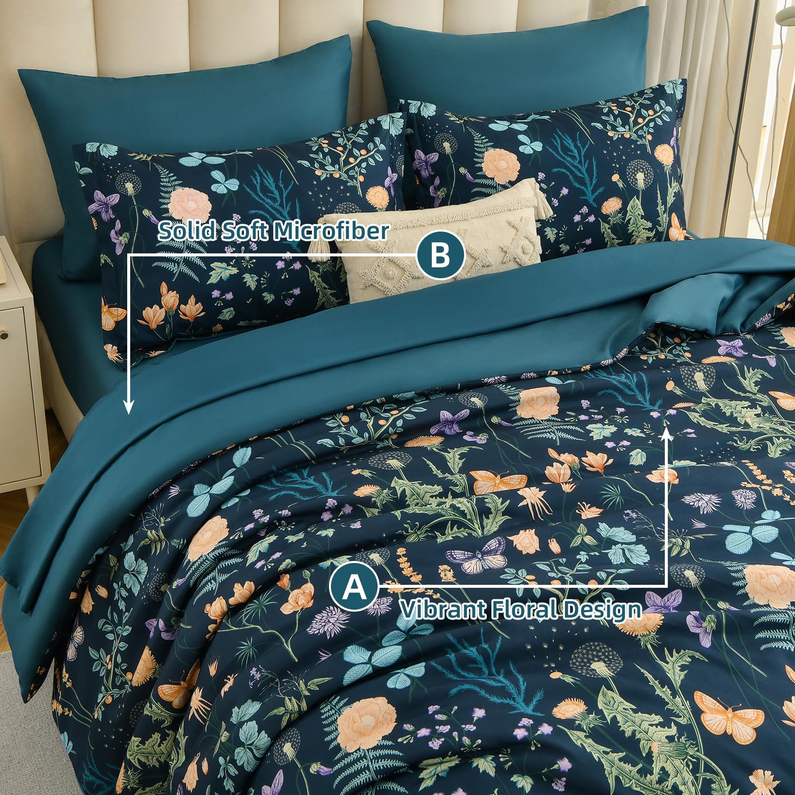 Yiran flat sheet 108x102 showcases generous fit and crisp bedding look.