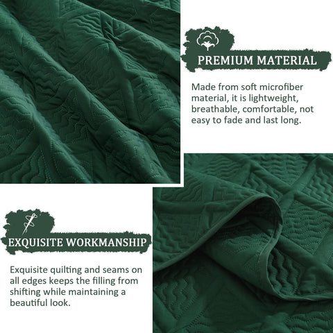 Yiran emerald green bedspread neatly layered on a bed for a modern look