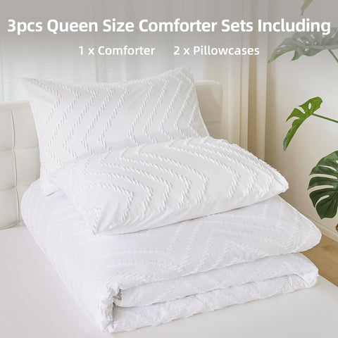 YIRDDEO tufted texture and white hue for calm sleep ambiance