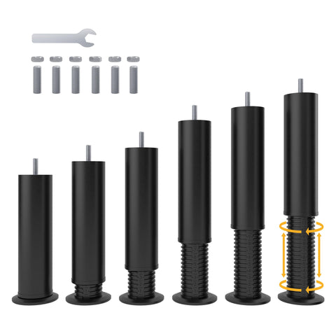 Yireehome adjustable bed legs – overall view of sturdy metal legs for solid under-bed support.